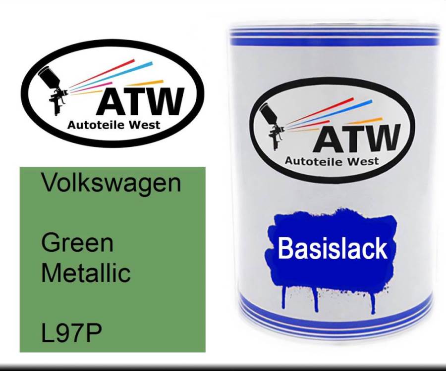 Volkswagen, Green Metallic, L97P: 500ml Lackdose, von ATW Autoteile West.